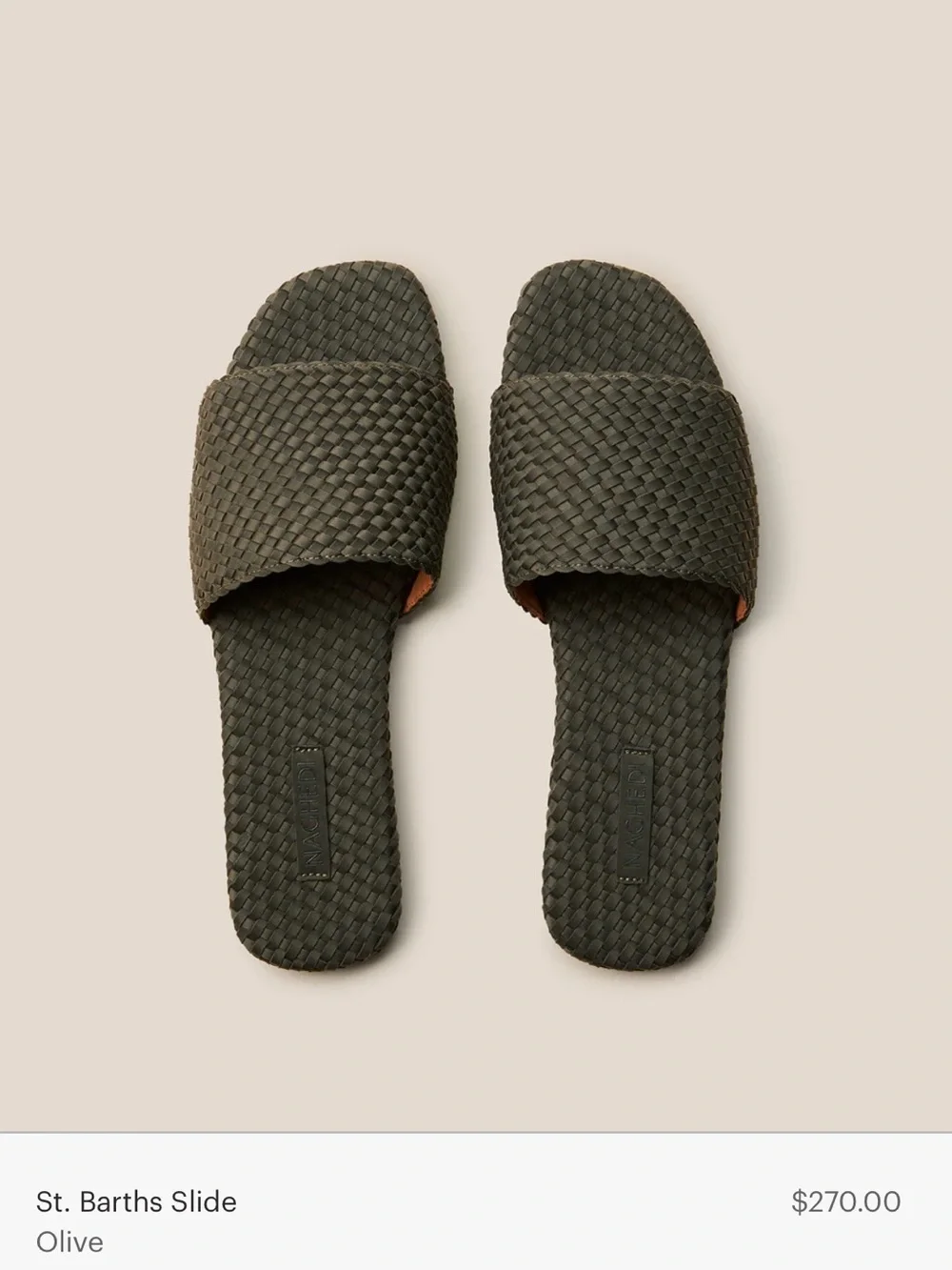 NWOT Naghedi St Barth’s Slide Sandals - Olive - Picture 1 of 12